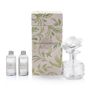 Zodax Grand Casablanca 200ml diffuser bottle with glass and porcelain bloom for subtle fragrance