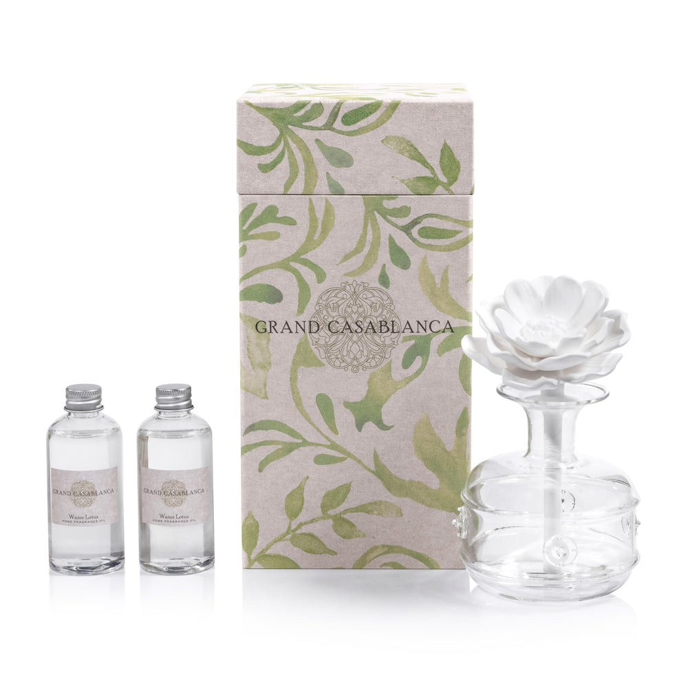 Zodax Grand Casablanca diffuser bottle in glass offers steady fragrance distribution.