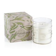 Zodax Grand Casablanca Water Lotus glass jar candle glowing softly for a serene atmosphere