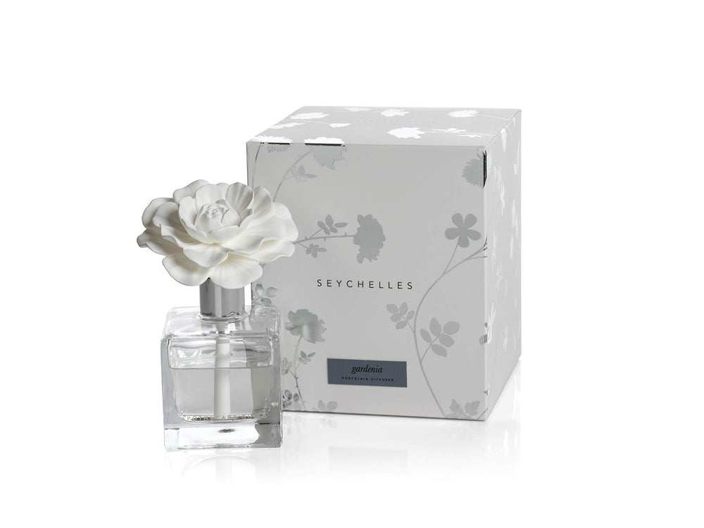 Zodax Seychelles porcelain diffuser square bottle with Moroccan Peony fragrance