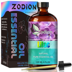 ZODION Lilac Essential Oil bottle in amber glass for diffuser use and preserved aroma.