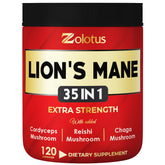 Zolotus 35in1 Lions Mane bottle packaging for easy daily use and premium quality.
