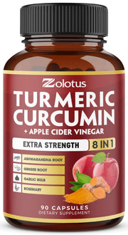 Zolotus 7in1 turmeric-curcumin-ACV capsules for daily wellness support.