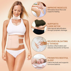 ZONZEE castor oil pack wrap chest left view offers comfortable upper chest support.