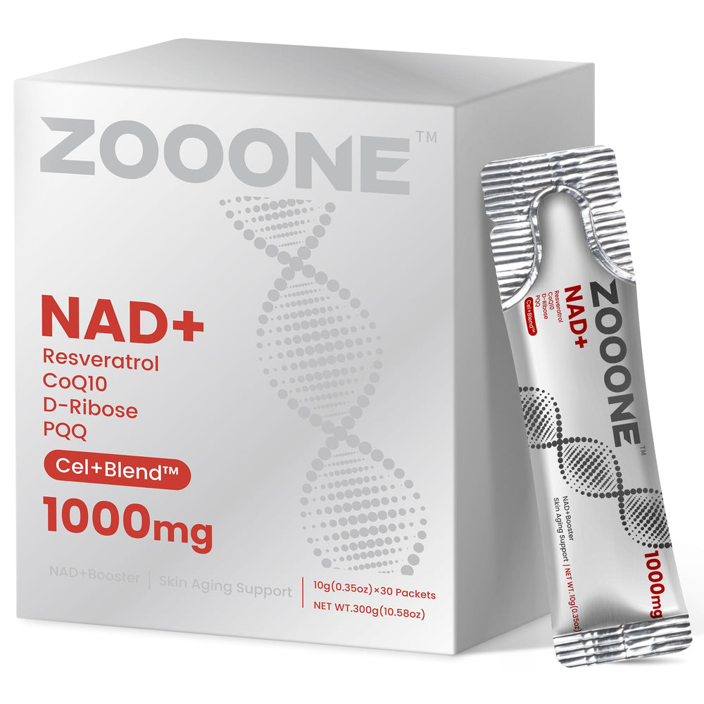 Zooone NAD+ 1000mg liquid packet in berry flavor for convenient daily energy support.