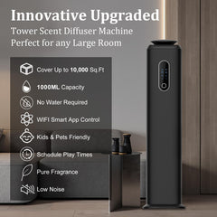 ZORALM Tower Diffuser touchscreen control demonstrates quick fragrance adjustments