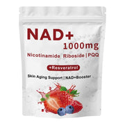 Zotreval NAD liquid bottle pouring shows a 1000mg serving for daily energy.