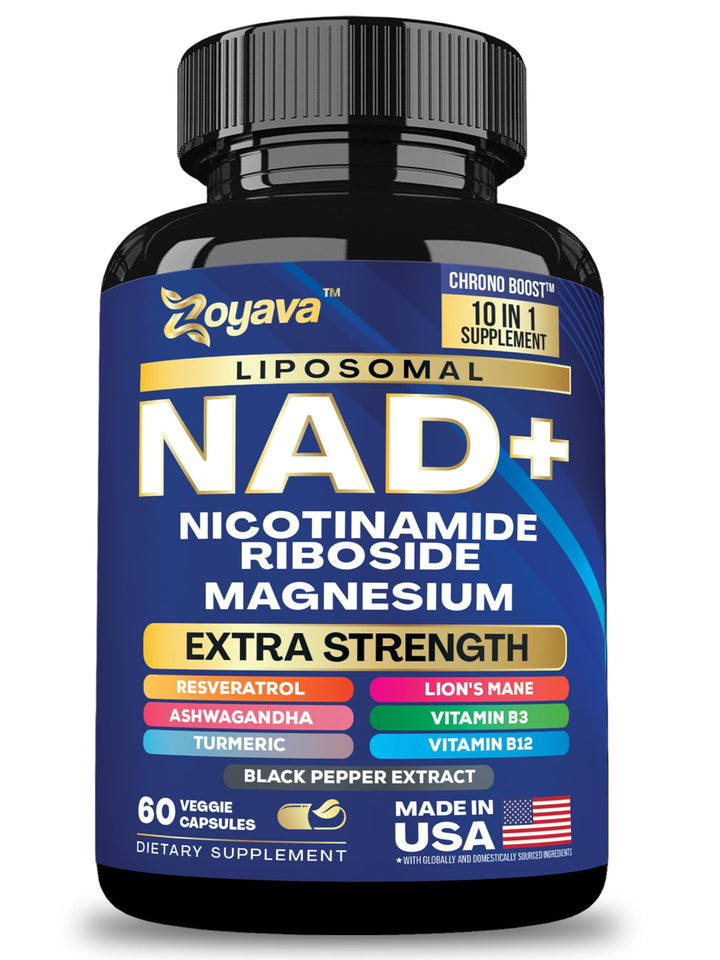 Zoyava NAD+ extra strength bottle ready for daily vitality support.