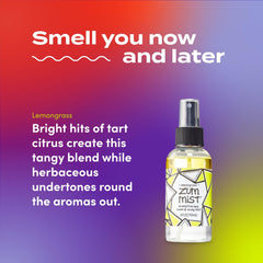 Zum Mist Lemongrass label design highlights natural branding and scent.