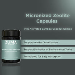 Zuma Nutrition zeolite mineral blend glass bottle emphasizes recyclable Miron glass packaging