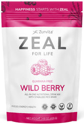 Zurvita Zeal for Life Wild Berry packaging front promoting daily vitality