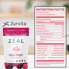 Zurvita Zeal for Life Wild Berry scoop in water for a quick mix.