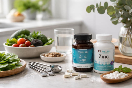 Vegan zinc supplements and measuring spoons in Melbourne