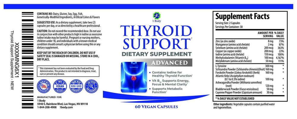1 Body Thyroid Support bottle on kitchen counter in routine setting