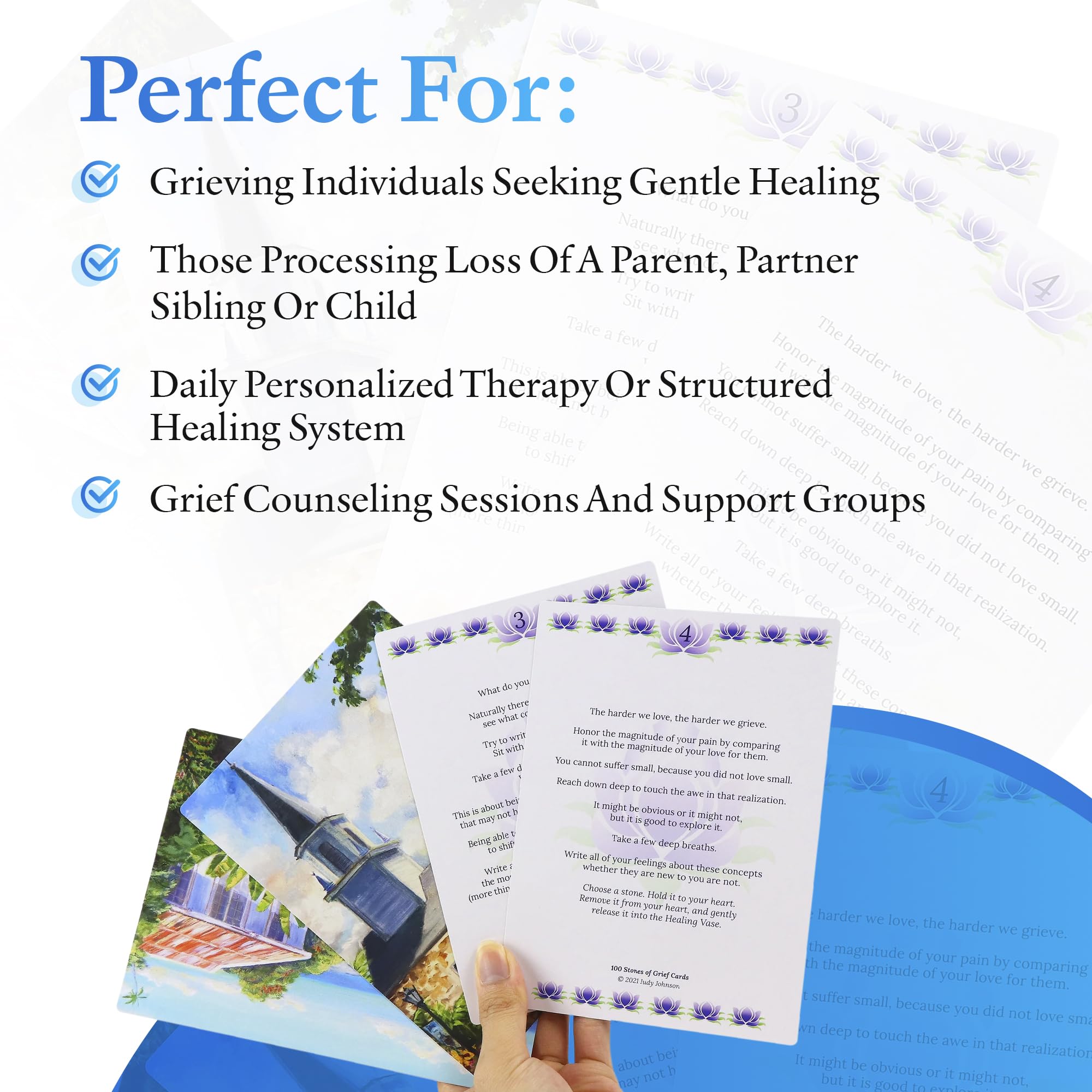100 Stones of Grief Cards with journal and stones for healing prompts