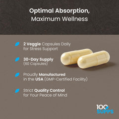 100 Supps Magnesium Glycinate veggie capsules present clean allergen-free daily mineral support