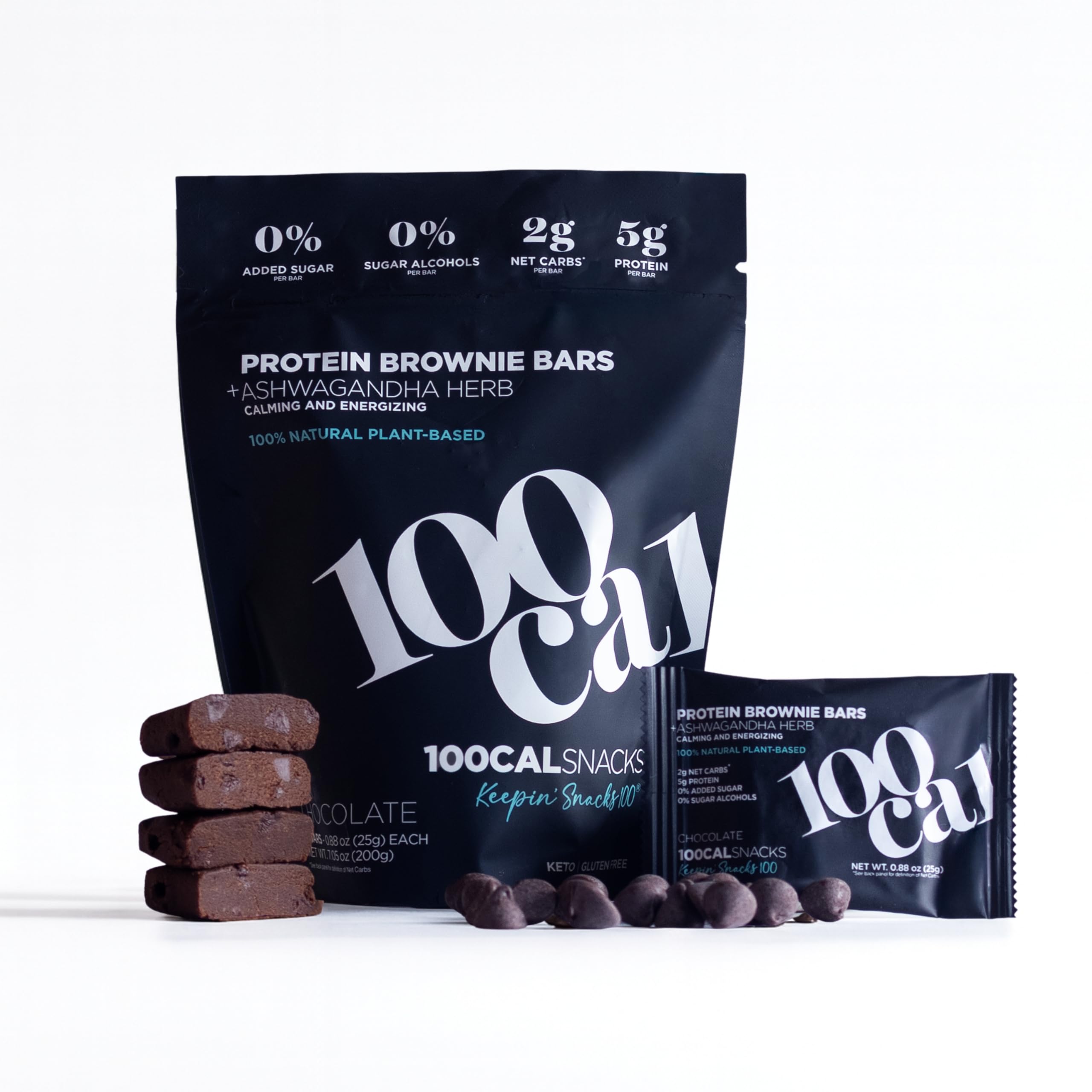 100Cal protein bar chocolate brownie pack, a convenient keto-friendly snack.
