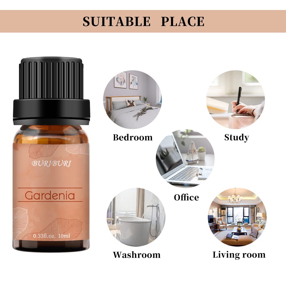 10ml BURIBURI Gardenia essential oil packaging ideal for gifting.