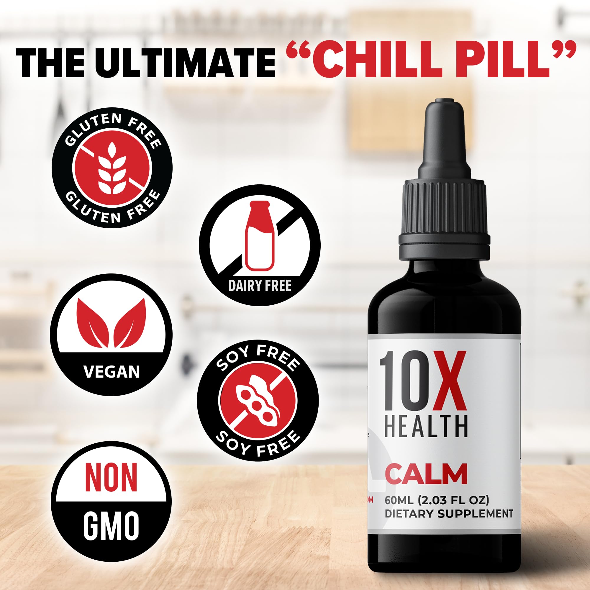 Hands holding Calm Drops during morning routine for easy daily use.