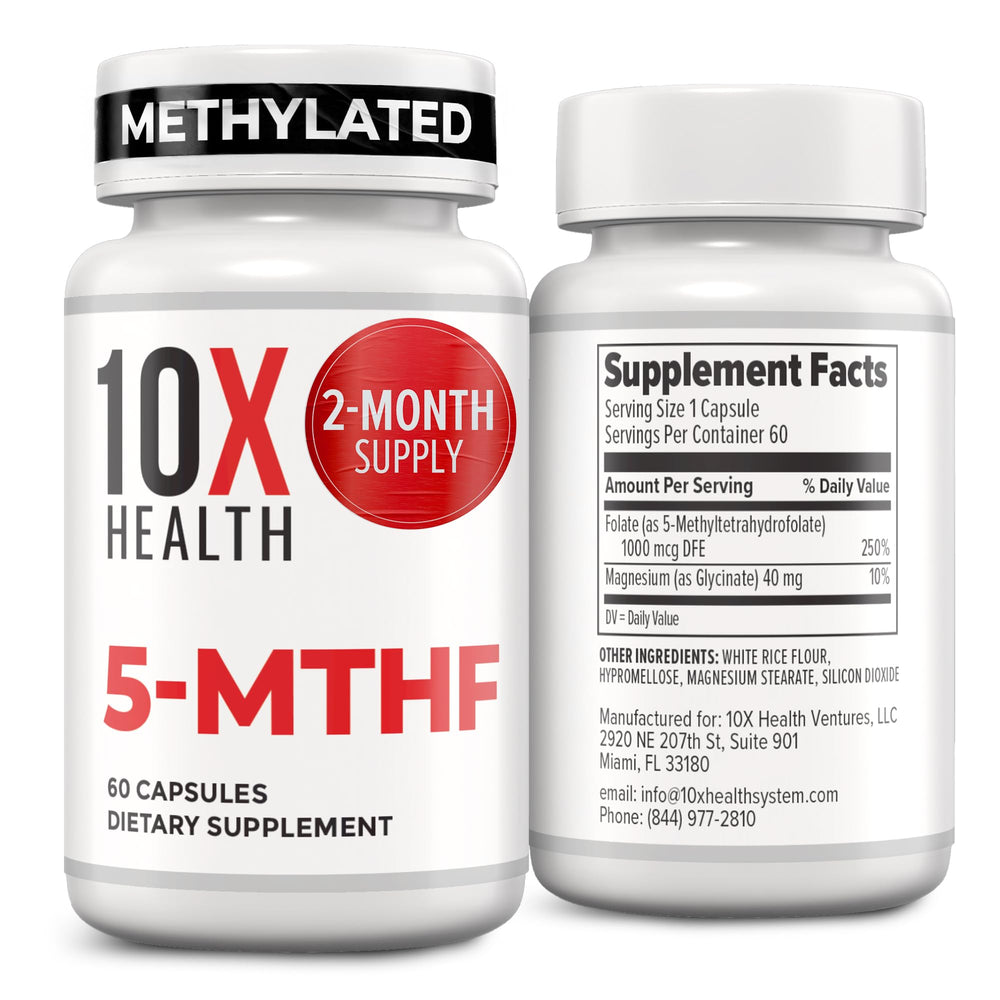 10X Health System 5-MTHF bottle ready for daily folate support