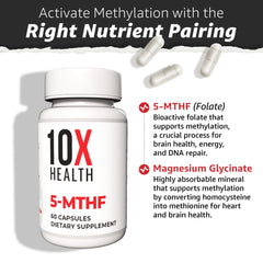 Close-up of 5-MTHF label highlighting its bioactive folate form