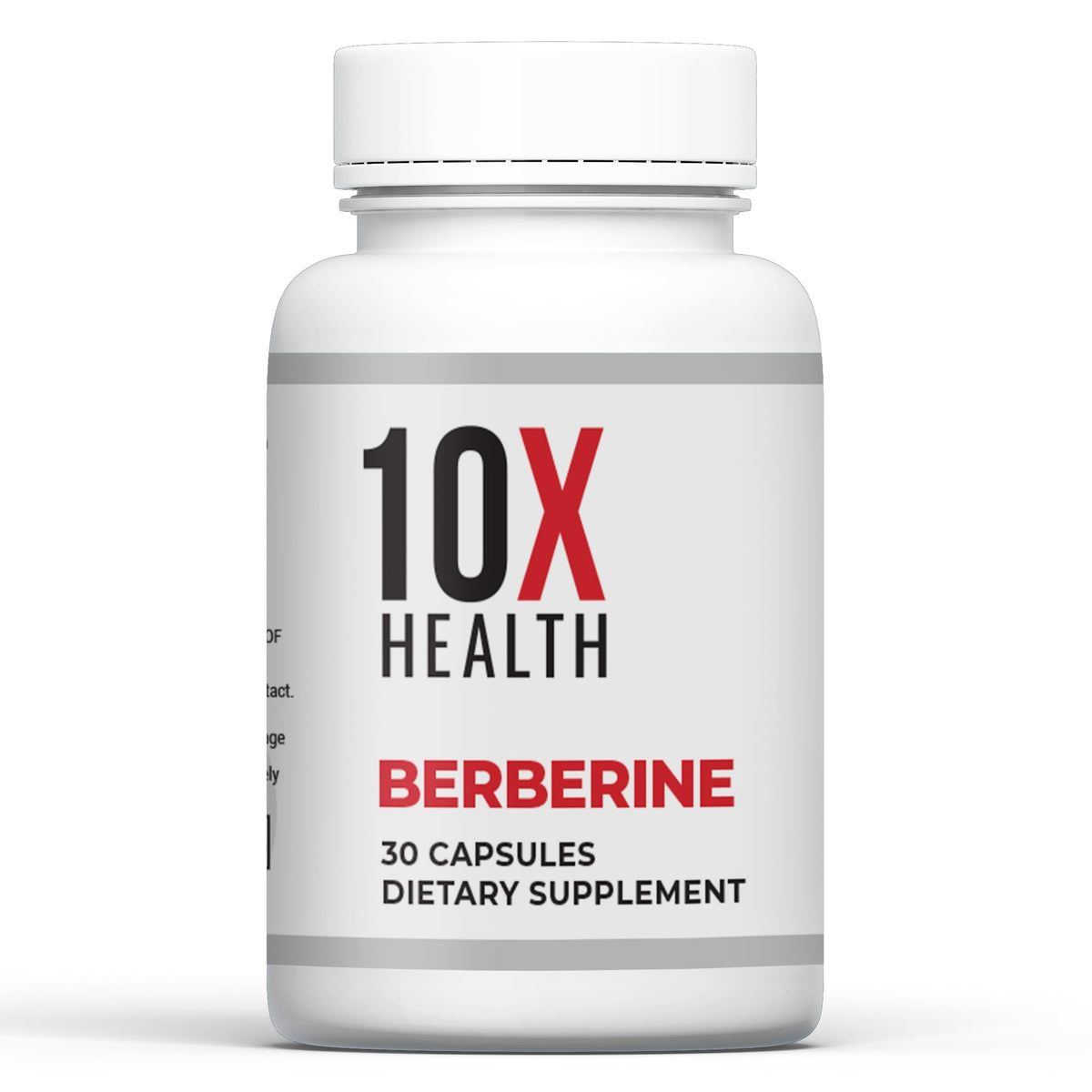 10X Health Berberine 500mg bottle close-up highlighting absorption.