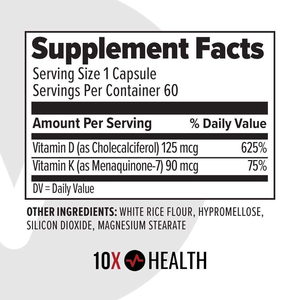 Packaging hero image for 10X Health System D3K2 bone and heart support.
