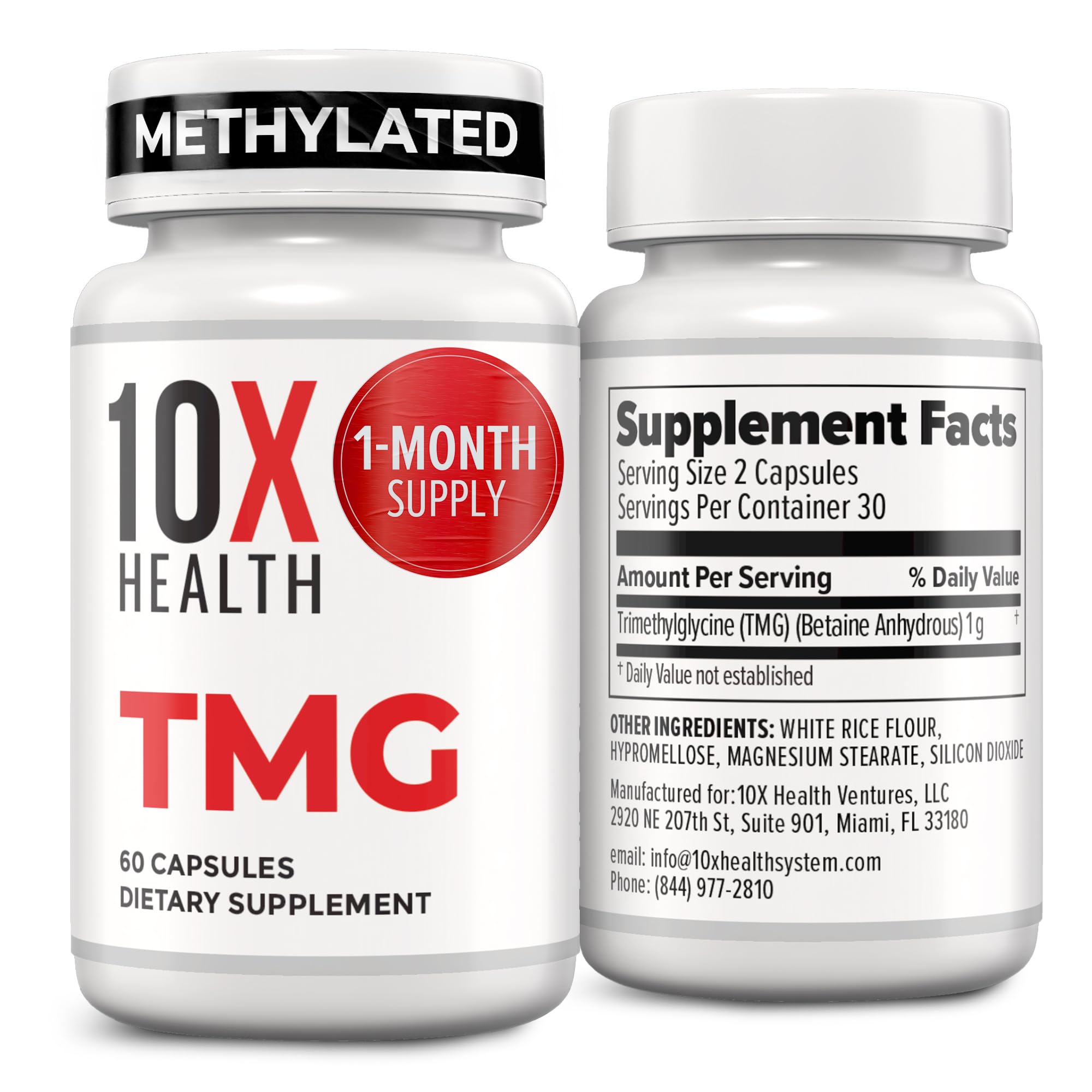 10X Health System TMG bottle ready for daily use, supporting heart and liver wellness.