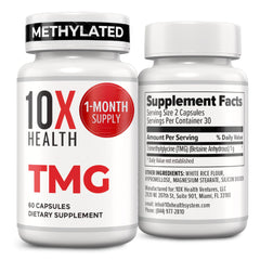 10X Health System TMG bottle ready for daily use, supporting heart and liver wellness.