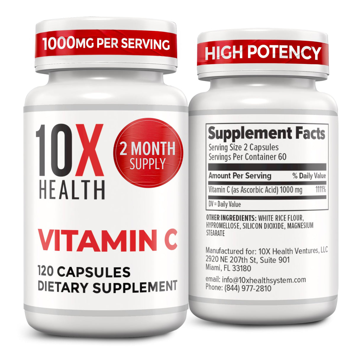 10X Health Vitamin C 1000mg bottle front, signaling daily immune support and vitamin C potency.