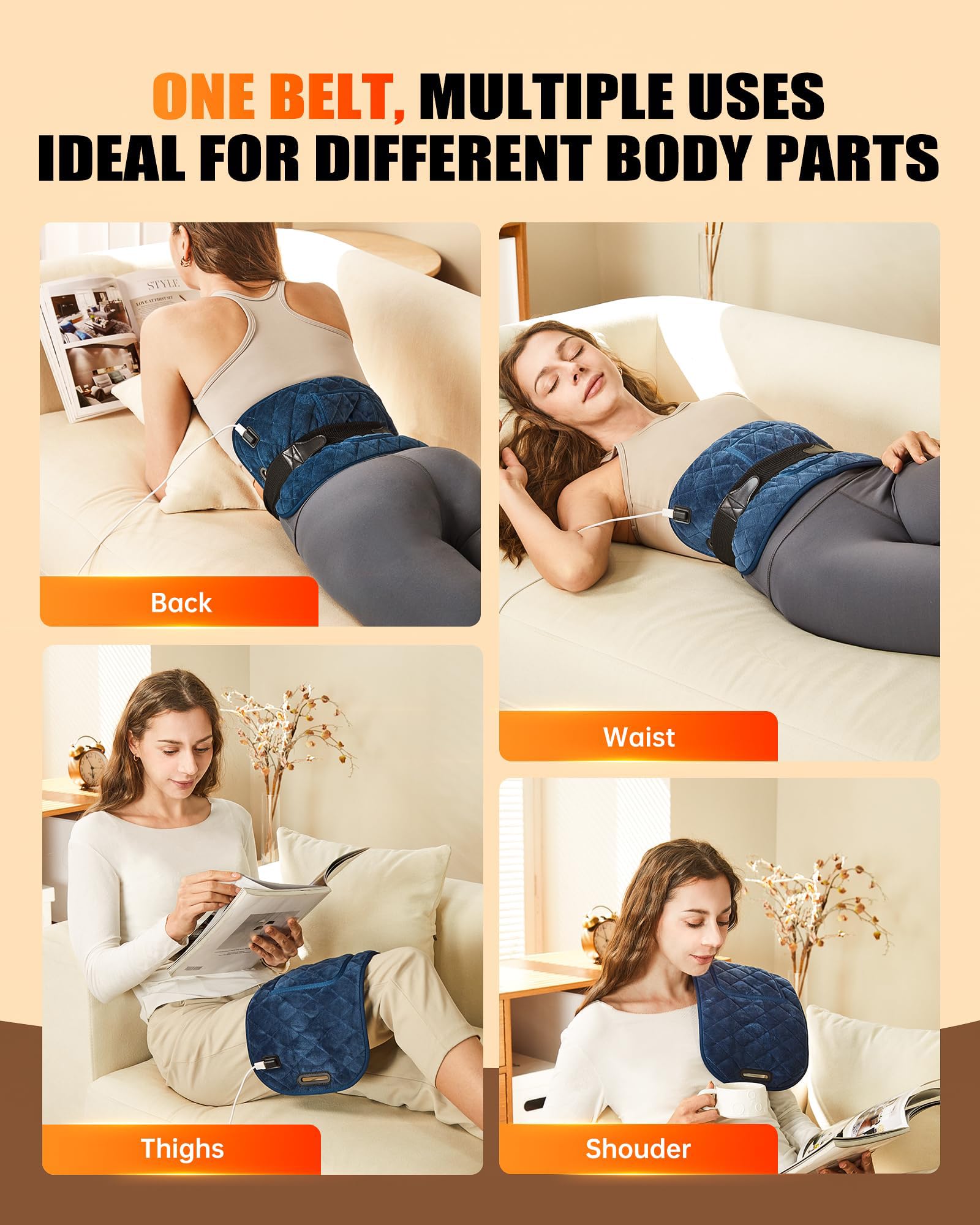 120 LED red light therapy belt five brightness levels for personalized comfort.