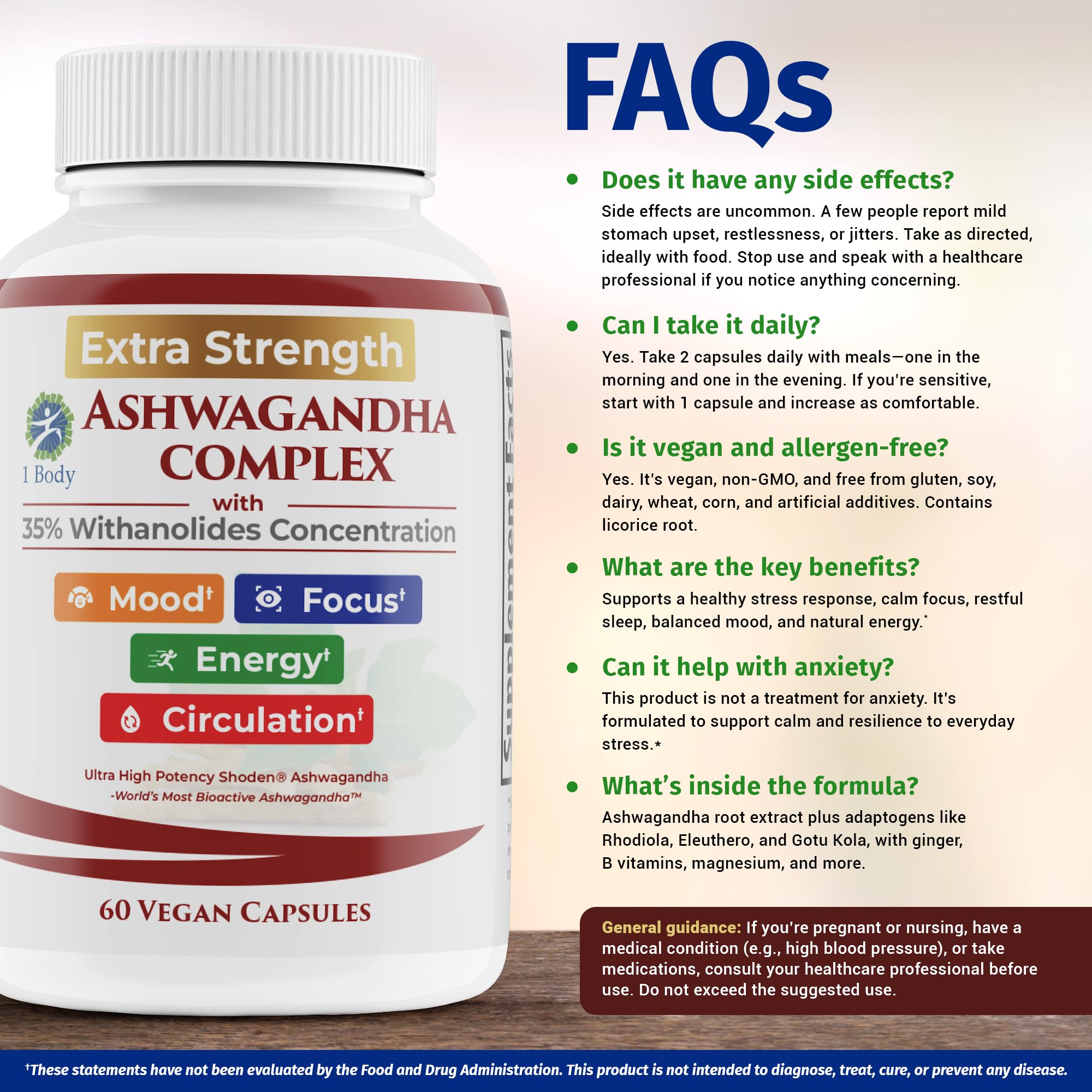 1 Body Ashwagandha Complex daily-use desk setup for routine