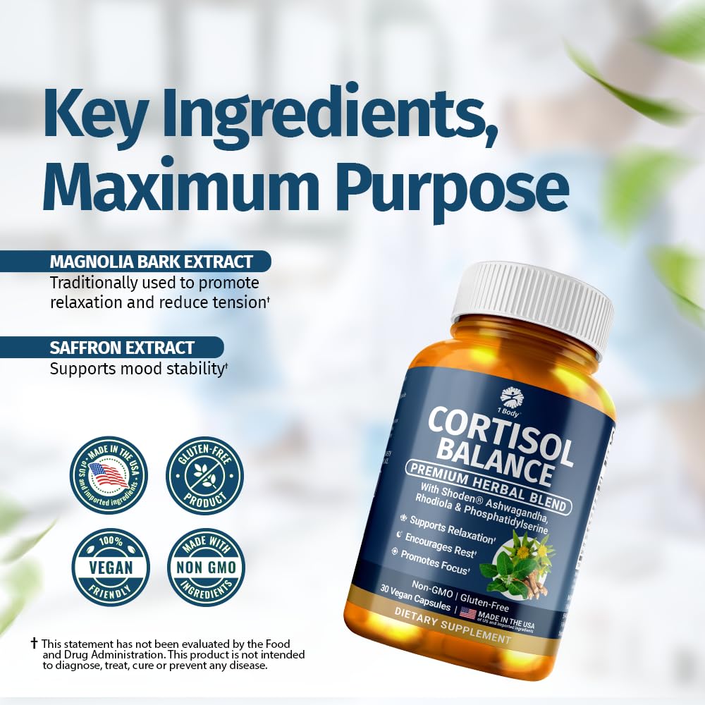 5-HTP ingredient close-up in 1 Body Cortisol Balance for mood support