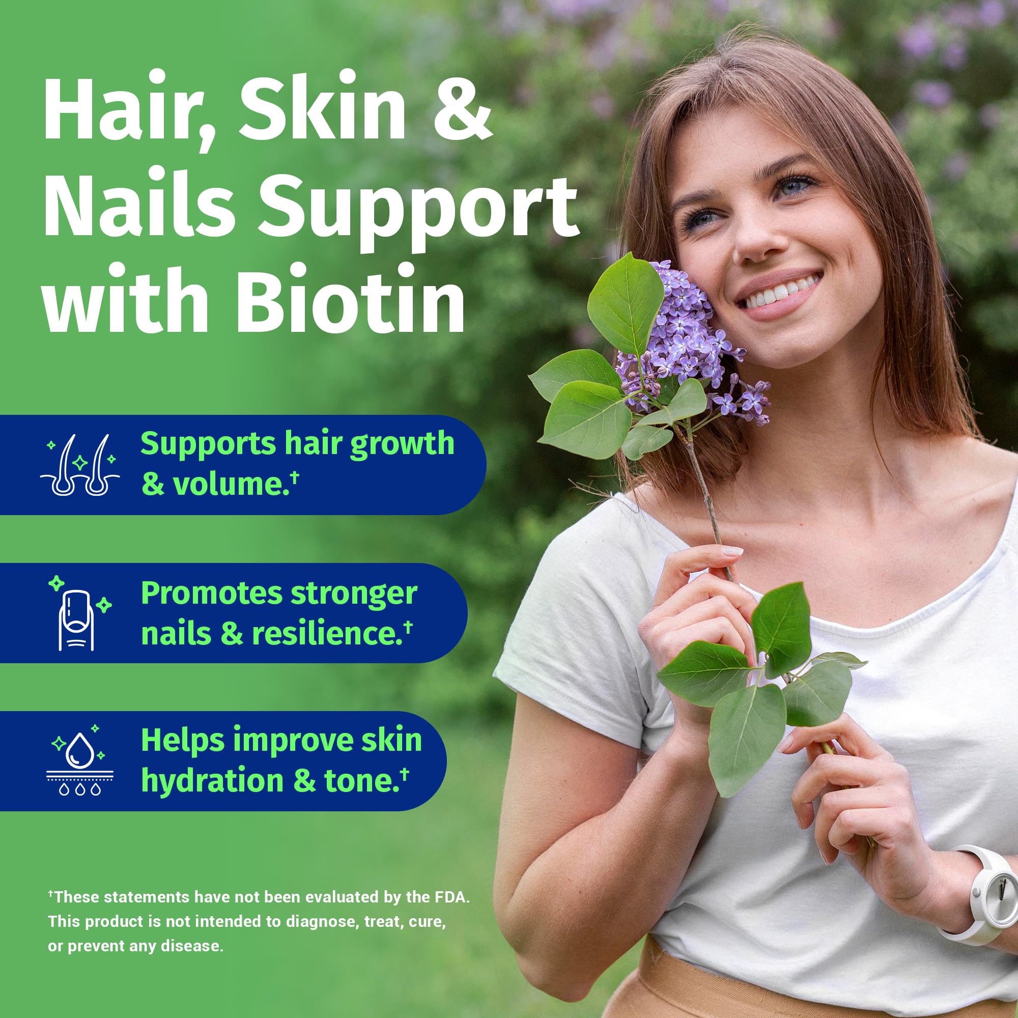 1 Body Hair Skin Nails capsules close-up showing easy-to-swallow vegan capsules for daily use.