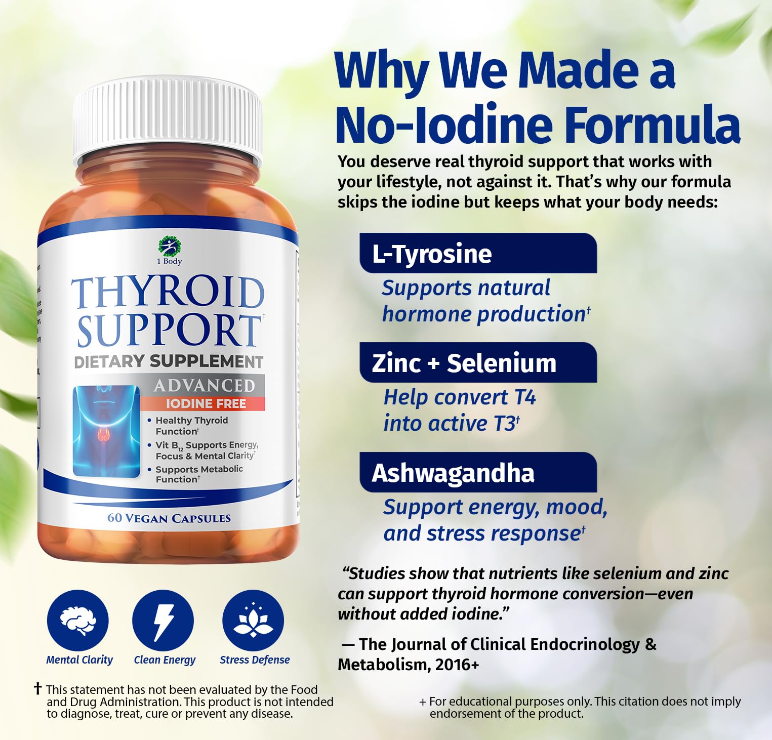 1Body Thyroid Support zinc-selenium minerals highlight daily nourishment and essential micronutrients