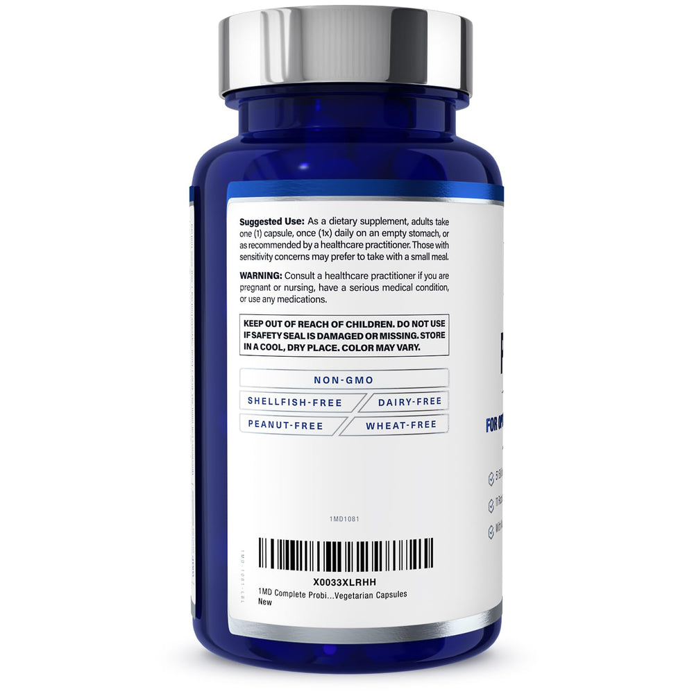 1MD Complete Probiotics Platinum prebiotic blend emphasizes nourishing gut health support