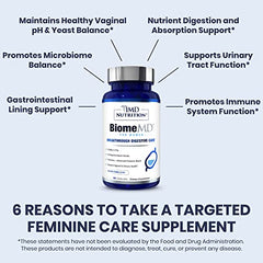 1MD BiomeMD label close-up highlighting strains and key gut-friendly benefits