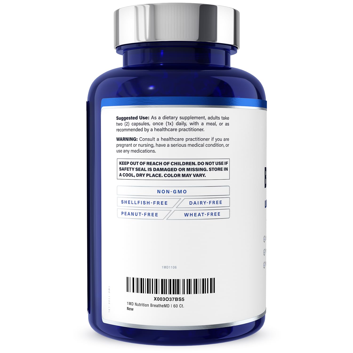 1MD Nutrition BreatheMD glass bottle with cap ready for daily use