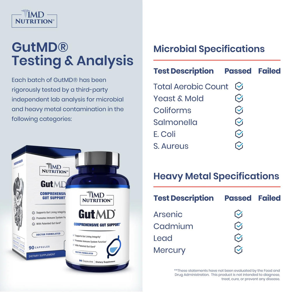1MD GutMD capsules closeup highlights convenient daily intake for digestive support.