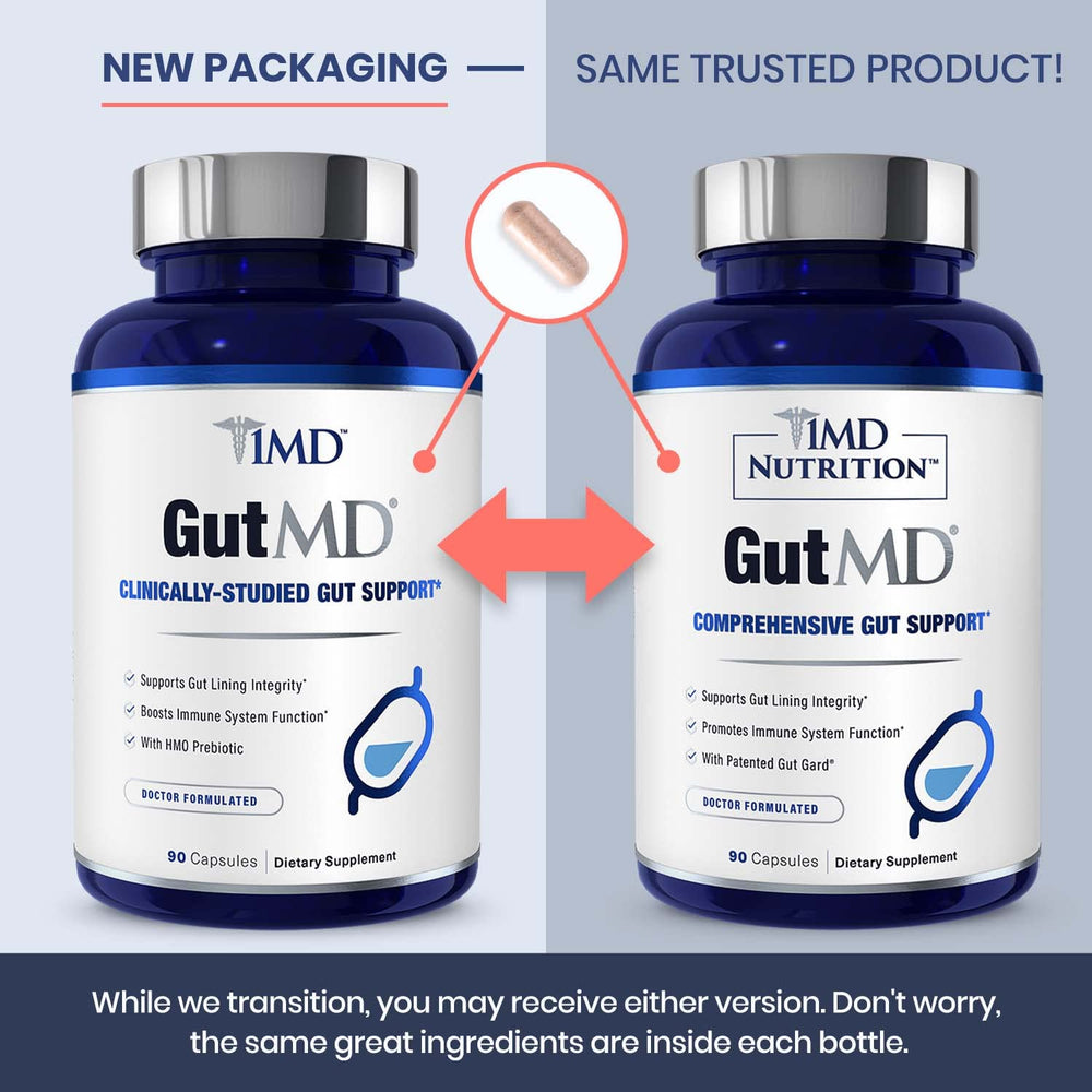 1MD GutMD ingredients closeup hints at licorice-based GutGard and acacia gum.