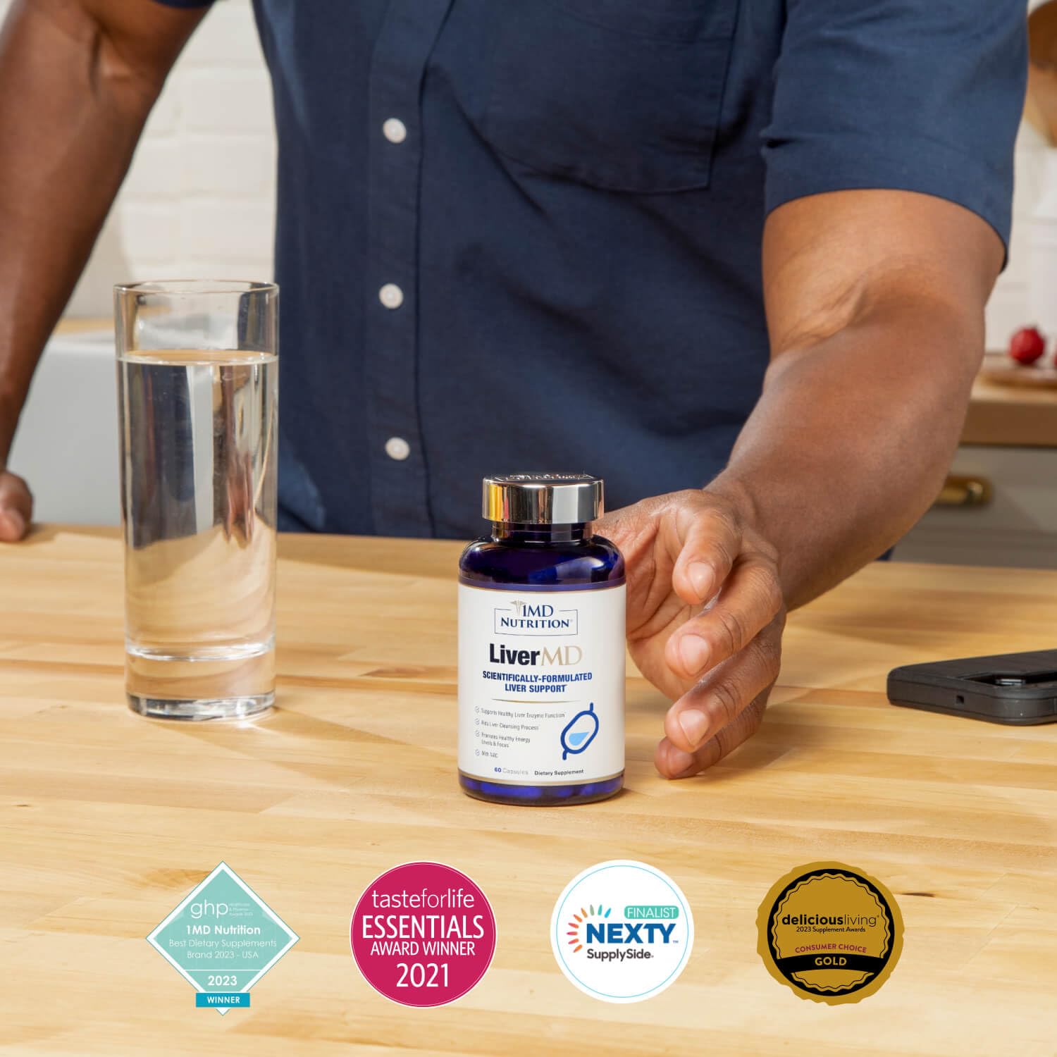 1MD Nutrition LiverMD EVNolMax vitamin E image emphasizes antioxidant support