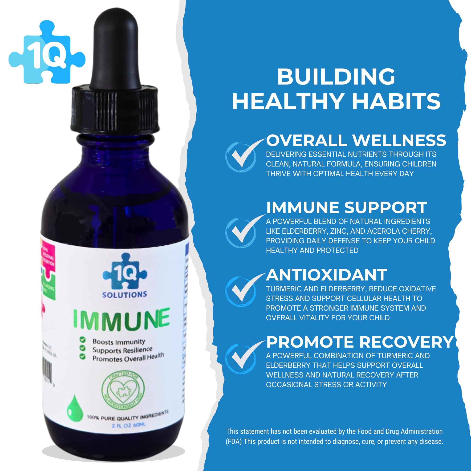 1Q Immune dropper dispensing a kid-friendly dose
