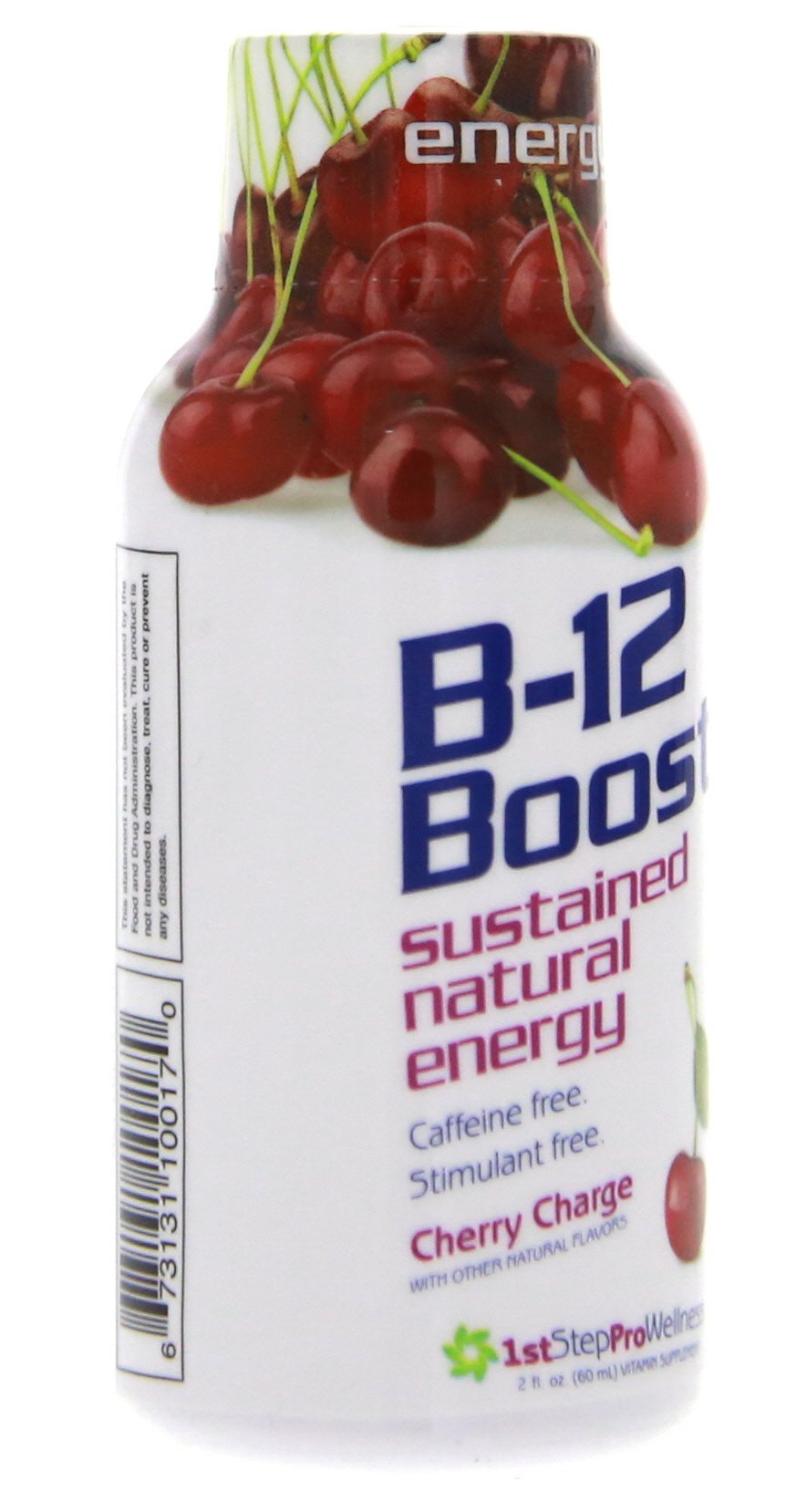 1st Step for Energy B-12 Boost Cherry Charge ingredients panel, clear information for quick understanding.