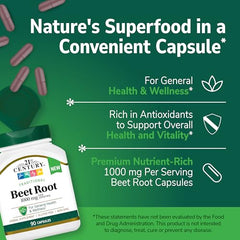 21st Century Beet Root capsules vegan, non-GMO, gluten-free formula