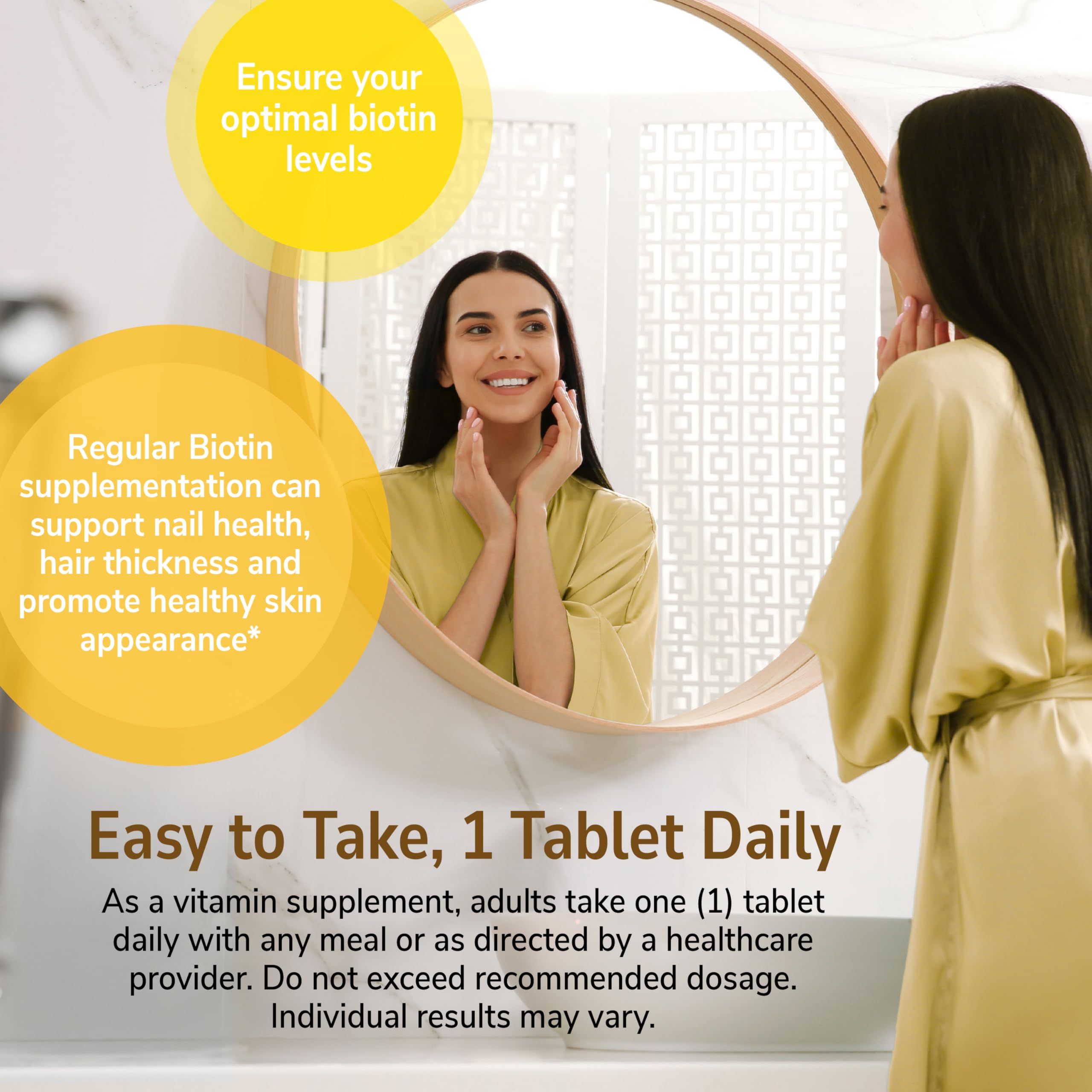21st Century Biotin tablets pill detail highlighting unflavored, no additives