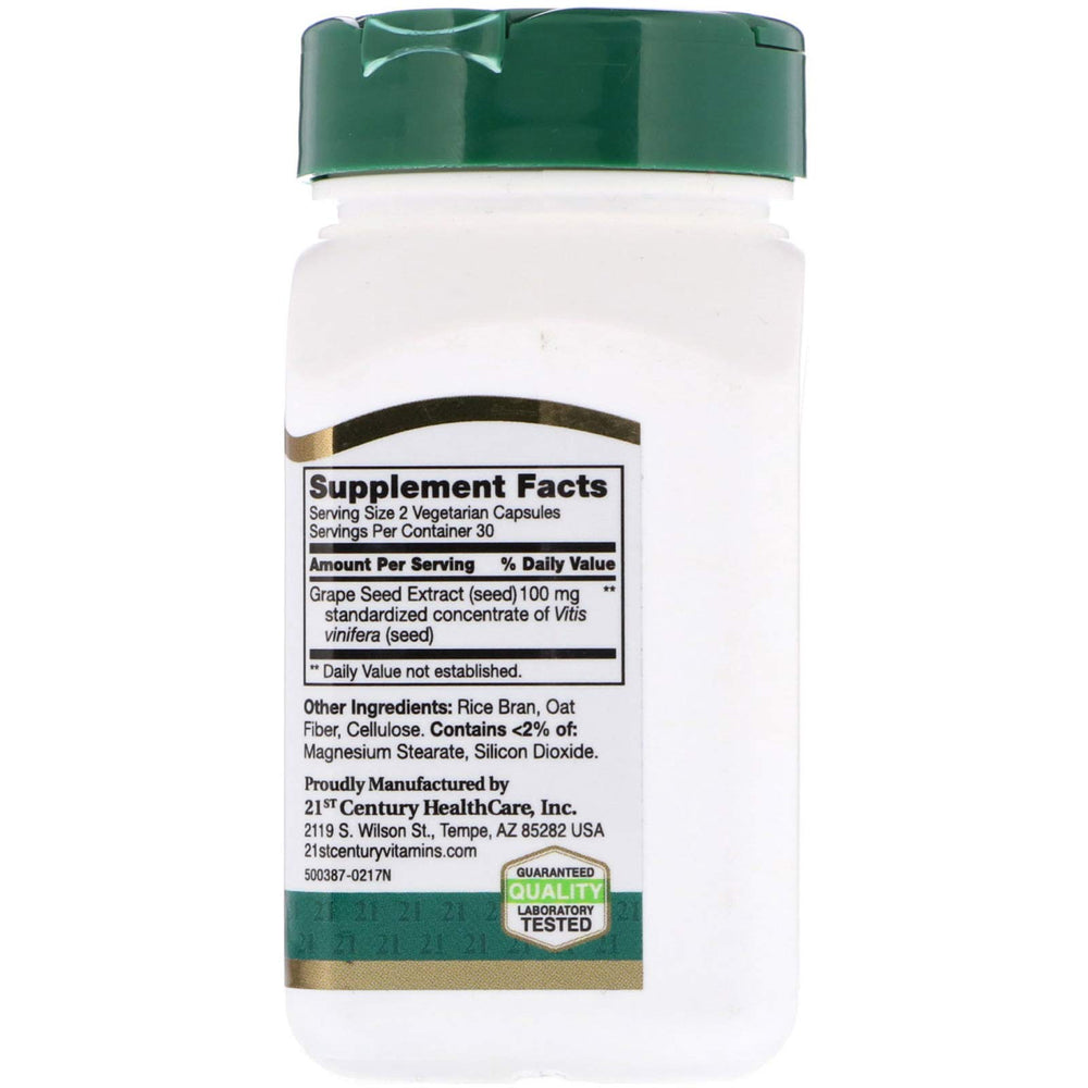 21st Century Grape Seed Extract capsules for convenient daily antioxidant support