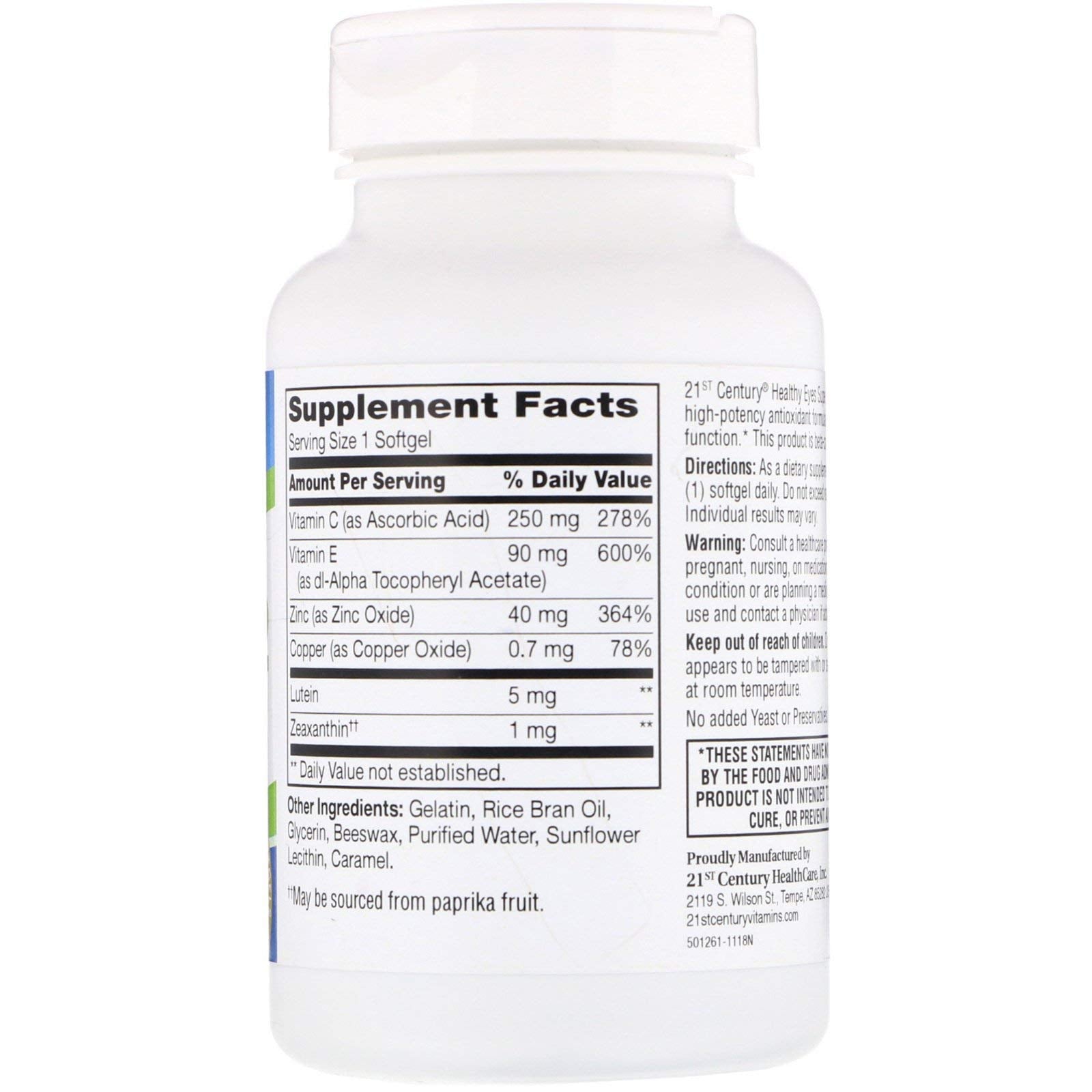 21st Century Healthy Eyes SuperVision2 softgels capsules ready for daily routine