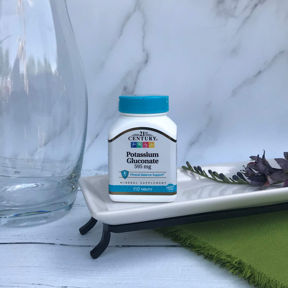 21st Century Potassium Gluconate label close-up with guaranteed quality.