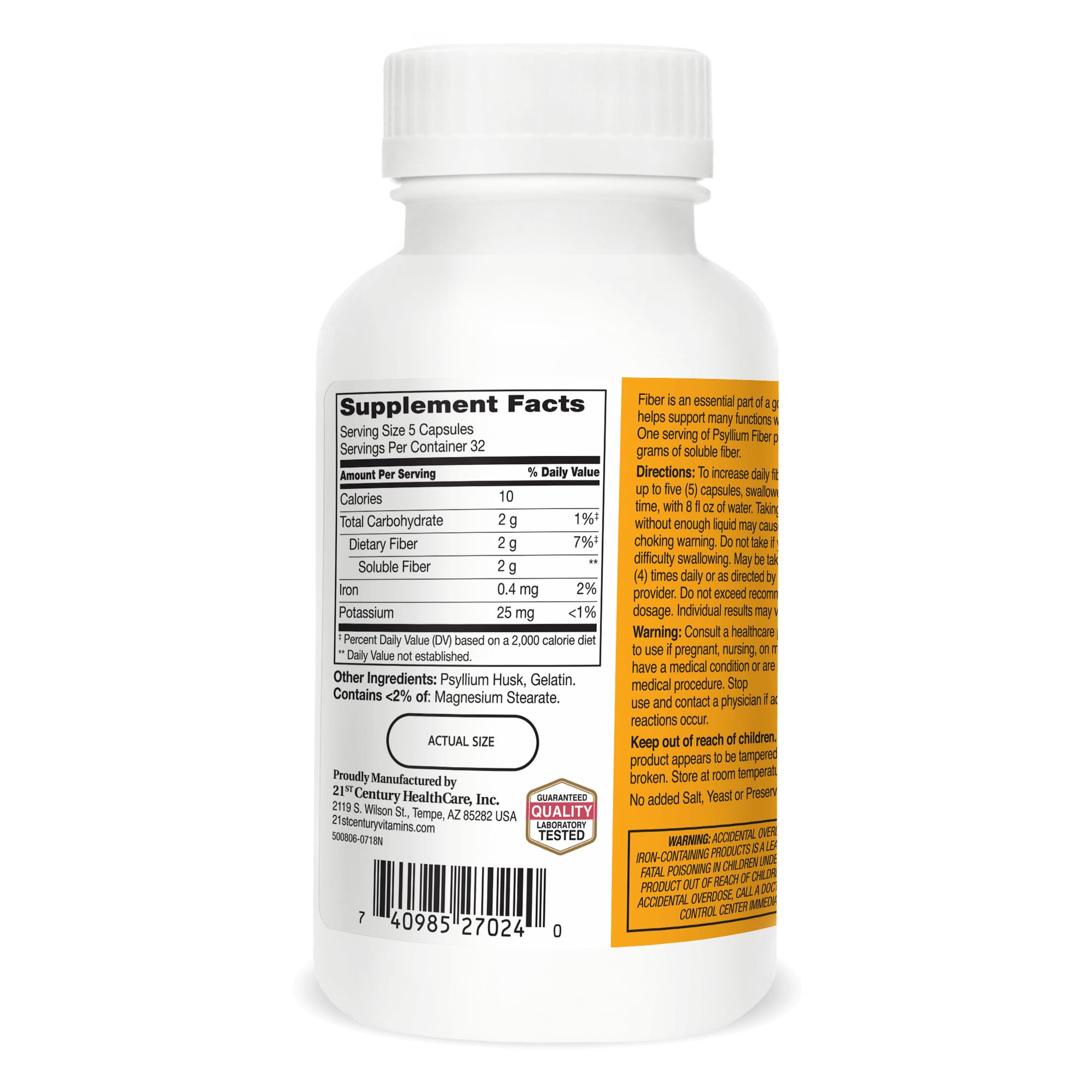 21st Century Psyllium Fiber on-the-go bottle for convenient daily use