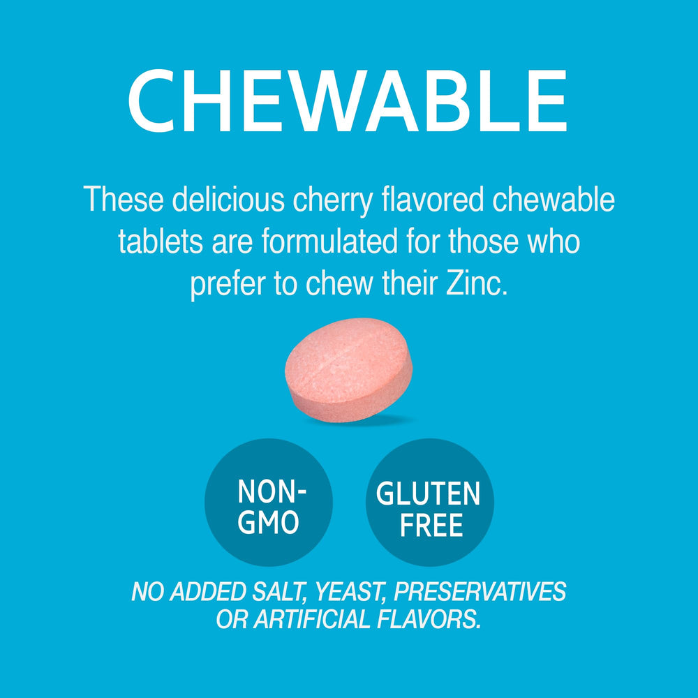 21st Century Zinc Chewable Cherry Label detail showing vitamins C and B6.